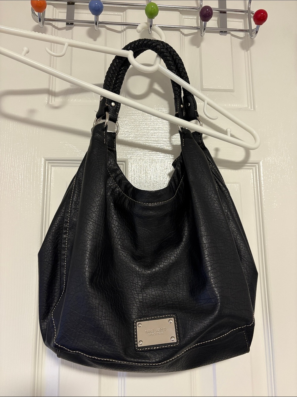 Nine West Women's Black Hobo Shoulder Bag with Braided Handle